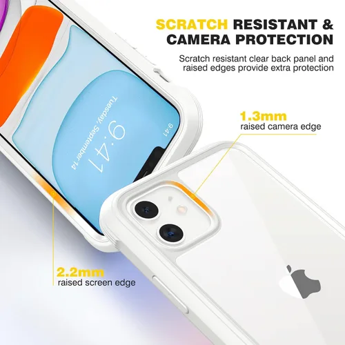 Miniatura 420 de Diaclara Funda diseñada para iPhone 16, mejorada [protección completa de la cámara], carcasa resistente de cuerpo completo con protector de pantalla