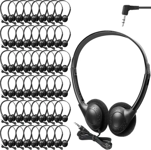 Miniatura 10 de Frienda 48 Pack Classroom Headphones Bulk, Wired School Headsets for Students, Stereo Headphones with 3.5 mm Plug for Classroom, Online Learning