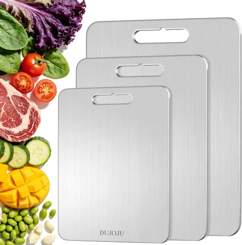 Miniatura 9 de Tabla de cortar de titanio para cocina - Tablas de cortar de titanio 100% puro no tóxicas - Nueva actualización 2025 tablas de cortar de metal