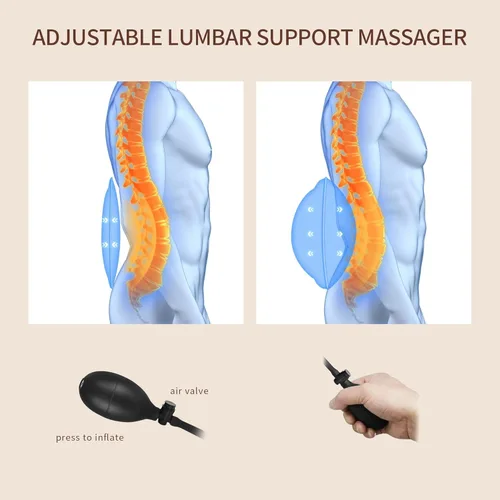 Miniatura 4 de Masajeador de espalda con calor con 8 motores, almohadilla para silla de masaje, masajeador de asiento con tracción trasera para masaje de cuerpo
