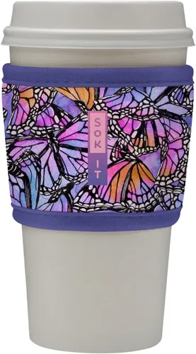 Miniatura 123 de Sok It HotSok Coffee & Tea - Funda de neopreno con aislamiento reutilizable (floral abstracto)