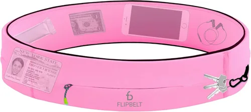 Miniatura 10 de FlipBelt Cinturón para correr con cremallera, riñonera para fitness y correr, empresa estadounidense Negro