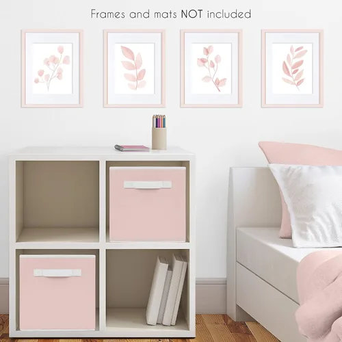 Miniatura 3 de Sweet Jojo Designs Impresiones artísticas de pared de hojas florales rosas y blancas rubor, decoración de habitación para bebés, guardería y niños