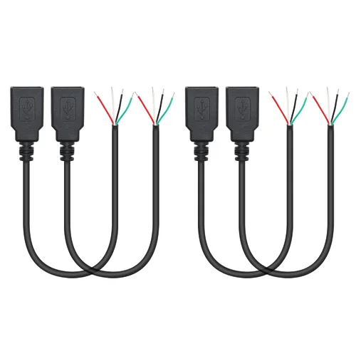 Miniatura 9 de Cable corto USB A macho de 4 pines de 11 pulgadas, USB 5V/2A de 4 pines, cable de alimentación y datos de extremo abierto, para equipo USB instalado