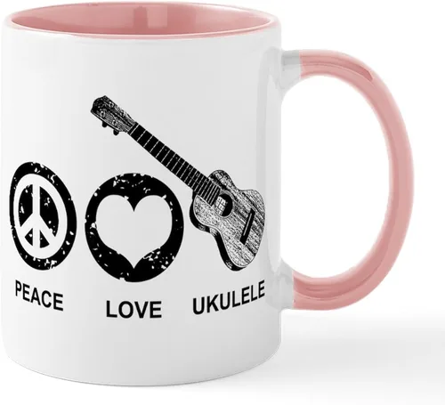 Miniatura 36 de CafePress Peace Love - Taza de café de cerámica para ukelele (11 oz (11.0 fl oz)