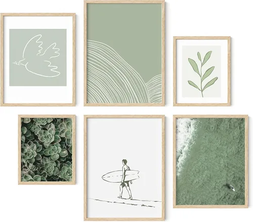 Miniatura 11 de HAUS AND HUES Arte japonés para pared, decoración enmarcada, pinturas asiáticas verdes y azules para pared, impresiones contemporáneas, póster