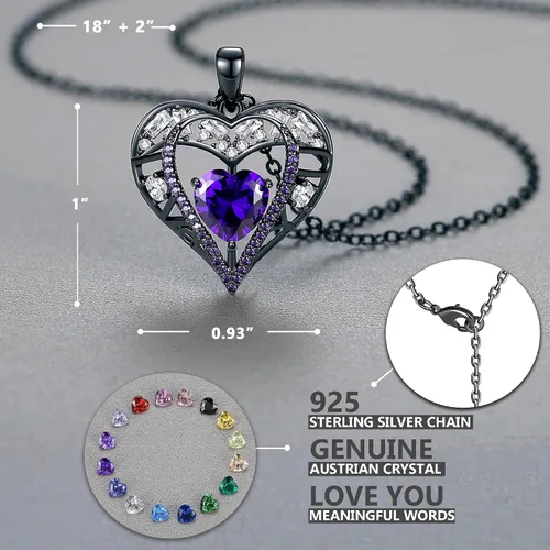 Miniatura 110 de Collar de cristal de 5 corazones, chapado en oro rosa de 18 quilates, colgante con cadena de plata de ley 925 de 18 + 2 pulgadas, joyería de piedra