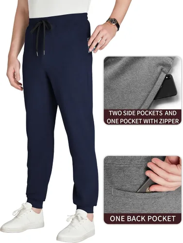Miniatura 33 de Idtswch 30/32/34/36/38/40. Pantalones deportivos altos para hombre, extra largos, con bolsillos con cremallera