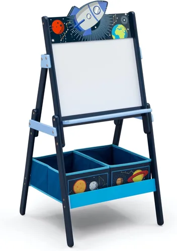Delta Children Space Adventures - Caballete de actividades de madera con almacenamiento, ideal para artes y manualidades, dibujo, educación en casa