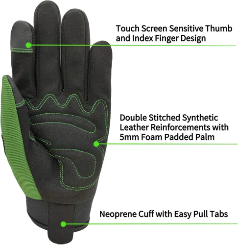 Miniatura 3 de Guantes de trabajo de seguridad para hombres y mujeres, guantes de trabajo utilitarios, guantes de mecánico, guantes de trabajo de patio, ajuste