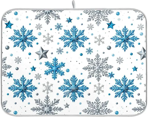 Miniatura 13 de Tapete de secado de platos de 16 x 18 pulgadas para encimera de cocina, hojas de arce y hojas de arce, tapete de microfibra reversible para secar