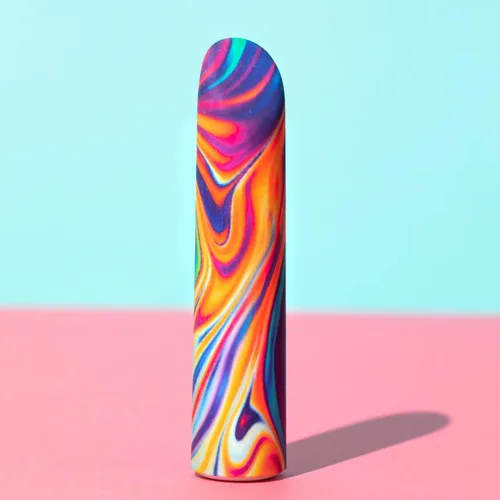 Miniatura 5 de Vibrador de arco iris Blush de 4 pulgadas de adicción limitada Psyche Power, 10 RumboTech potentes vibraciones ruborosas, sensación suave satinada