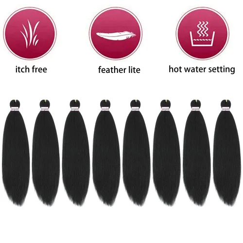 Miniatura 2 de Cabello trenzado previamente estirado de 12 pulgadas, 8 paquetes, pelo profesional suave Yaki para trenzas, ajuste de agua caliente, extensiones