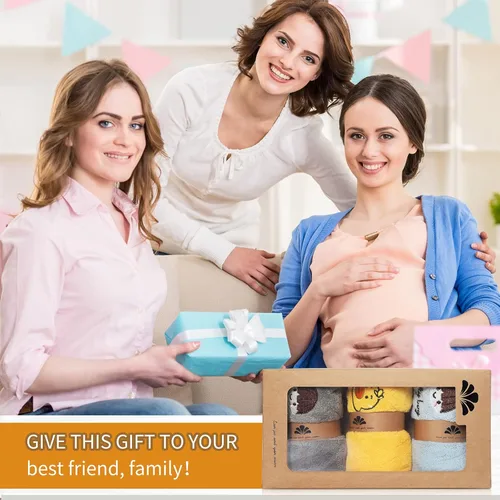 Miniatura 7 de Paquete de 3 baberos para bebés para niñas o niños, impermeables, baberos de toalla para niños pequeños de 1 a 3 años Azul amarillo gris