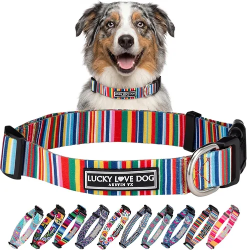 Miniatura 83 de Lucky Love Dog - Collar de perro ajustable con hebilla de fácil clic para los grandes, duradero y cómodo para perros machos y hembras, collar