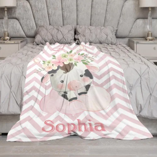 Miniatura 24 de Artsadd Manta de bebé personalizada para niños y niñas con nombre, manta personalizada con nombre de bebé con patrón de unicornio, manta