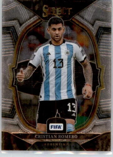 2022-23 Panini Select FIFA #1 Cristian Romero Argentina Terrace Official Soccer Trading Card in Raw (NM or Better) Condition
