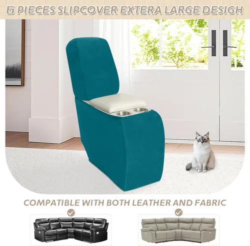 Miniatura 379 de Arfntevss Fundas de sofá seccional reclinable de terciopelo, Funda de sofá seccional de esquina para sofá reclinable, Funda elástica suave