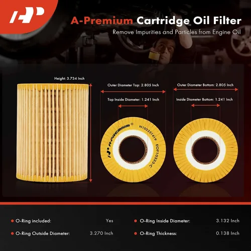 Miniatura 2 de A-Premium Filtro de aceite de protección de 10 mil millas compatible con Jeep Grand Cherokee y Mercedes-Benz E320, E350, GLE350d, Sprinter