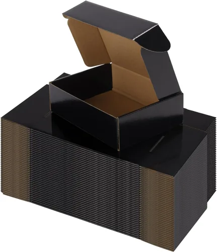 Miniatura 20 de Hoikwo Paquete de 40 cajas de envío de 4 x 4 x 2 para pequeñas empresas, cajas de cartón de embalaje negras, caja de embalaje de correo móvil