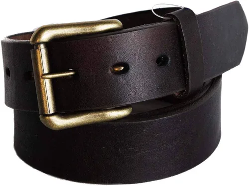 Cinturón de cuero genuino de grano completo de 1-12 pulgadas para hombre con hebilla de rodillo fabricado en Estados Unidos Estilo-123 RG BULLCO