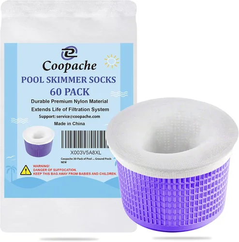 Miniatura 8 de Coopache Paquete de 30 calcetines para piscina – Filtra canastas, desnatadores limpia desechos y hojas para piscinas en el suelo y sobre el suelo
