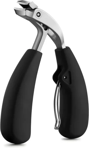 FVION Innovador cortaúñas de cabeza angulada, cortaúñas profesional para uñas gruesas para personas mayores, cortaúñas inclinadas con atrapador,