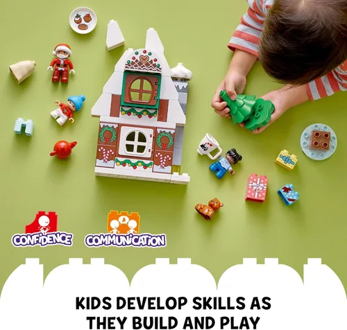 Miniatura 3 de LEGO DUPLO - Juego de construcción de casa de jengibre de Papá Noel, juguete de Navidad para niños y niñas de 2 años, incluye figura de Papá Noel