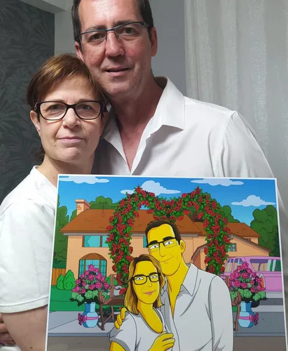 Miniatura 3 de Retrato de dibujos animados de estilo Simpson personalizado de tu foto, medio cuerpo, prueba de 24 horas, póster impreso o lienzo, regalo