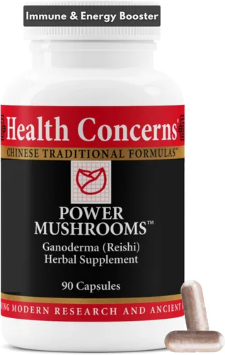 Health Concerns Power Mushrooms - Sistema inmunológico y apoyo energético natural - Suplemento de hongos adaptogénicos con Reishi, Tremella,