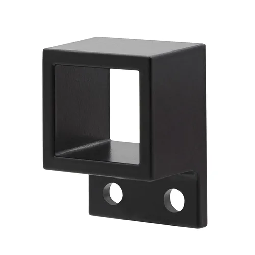 Miniatura 6 de Soporte de pared estándar para valla de aluminio, 1 x 1 1/8 pulgadas para rieles, soportes de riel residencial, color negro, paquete de 6