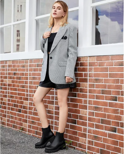Miniatura 3 de starmerx Botines de plataforma para mujer, botas Chelsea elásticas, tacón medio, botines sin cordones