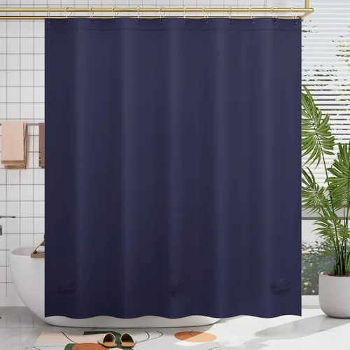 Miniatura 16 de AmazerBath - Cortina de ducha de plástico, 70 x 72 pulgadas, cortina de ducha esmerilada de plástico, impermeable, pesada, gruesa, con 3 piedras