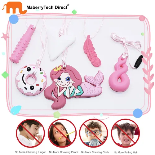 Miniatura 4 de Collares masticables para niños y adultos, paquete de 6 juguetes sensoriales de silicona para masticar para niños autistas
