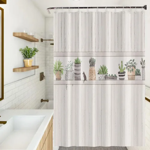 Miniatura 16 de Cortinas de ducha botánicas verdes de 36 x 72 pulgadas, hojas de eucalipto naturales de primavera para minimalismo moderno, decoración de baño, tela