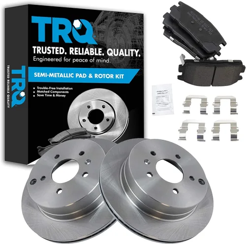 Miniatura 157 de TRQ Juego de pastillas de freno semimetálicas traseras y rotores compatibles con Chevrolet Trailblazer 02-06 Trailblazer EXT 04-06 SSR 02-07 GMC