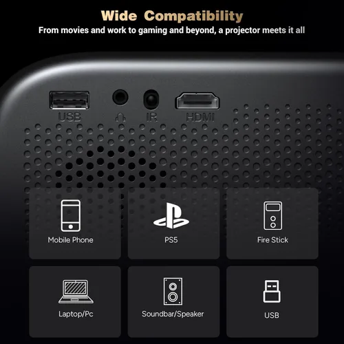 Miniatura 8 de Proyector con WiFi y Bluetooth: [Auto Focus/Keystone] - Proyector Bluetooth portátil compatible con NICPOW Full HD 1080P 4K para dispositivos