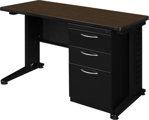 Miniatura 11 de Regency Fusion - Escritorio para profesores de 48 x 24 pulgadas con unidad de cajón de pedestal individual, color cereza
