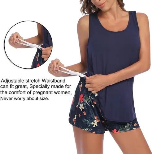 Miniatura 3 de Ekouaer - Conjunto de pijama maternal, diseño a rayas, para el hospital y el hogar