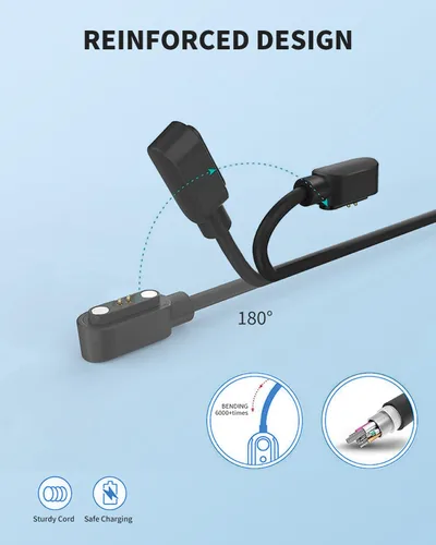 Miniatura 6 de Cargador de reloj inteligente para QONBINK K62 2 pies/23.6 in 2 pines USB Cable de carga magnético portátil para QONBINK K62 Smart Watch