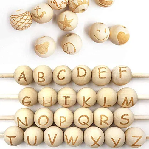 Miniatura 23 de 100 cuentas de madera natural de 0.984 in, cuentas espaciadoras de madera sin terminar de 1 pulgada, bolas redondas para hacer manualidades