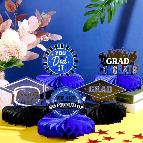 Miniatura 7 de Yisong 10 piezas de decoraciones de mesa de graduación azules 2026, centros de mesa de graduación para mesas, centros de mesa de graduación de clase