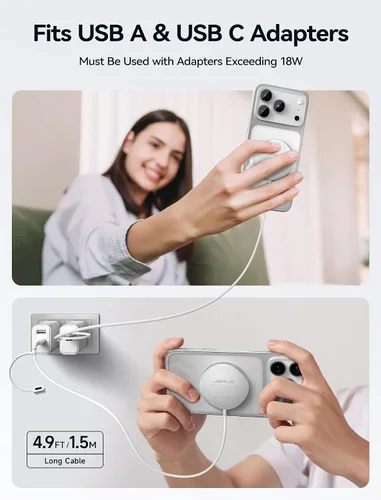 Miniatura 6 de JSAUX Cargador para iPhone 17 Magsafe Carga Inalámbrica, Compatible con iPhone 17 Air Pro Max/16/15/14/13/12 Series, Almohadilla de Carga Magnética