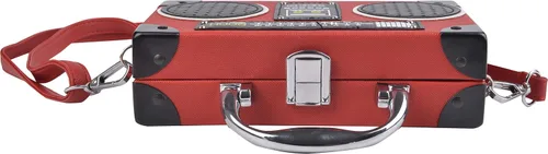 Miniatura 6 de QZUnique Bolso de hombro en forma de cinta con grabador de radio PU Crossbody bolso de noche retro para mujer, bolso de mano