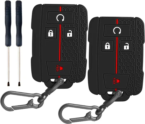 Miniatura 9 de QBUC Funda para llavero Chevy con llavero de TPU suave, compatible con Chevy Colorado, Silverado, Suburban Tahoe, GMC Sierra Yukon Canyon (A: negro)