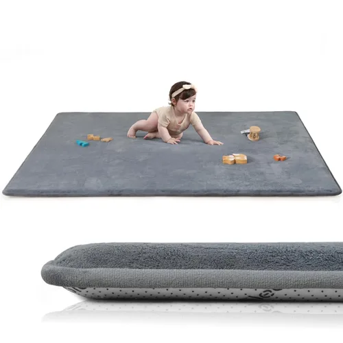 Huloo Sleep Alfombra de Juego para Bebés para el Piso, Espesor de 1.3" de Espuma Elástica, Alfombra de 50"×74" para Pecho, Repelente al Agua, Gris