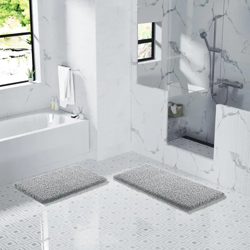 Miniatura 131 de Yimobra Alfombra de baño de felpa esponjosa, súper lanuda suave, cómoda, antideslizante, absorbente de agua, alfombra de baño de microfibra que se