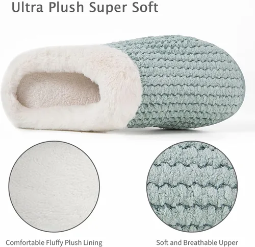 Miniatura 4 de YALOX - Pantuflas para mujer, cálidas, de espuma viscoelástica antideslizante, cómodas, de algodón para usar en el hogar, dormitorio, interiores