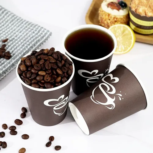 Miniatura 5 de Clawsoff 400 tazas de café de papel de 8 onzas, vasos desechables para bebidas calientes o frías, tazas de café marrón de 8 onzas para fiestas