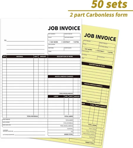 Miniatura 5 de Formularios de pedido de trabajo sin carbono, facturas de 7.5 x 11 pulgadas para pequeñas empresas, libro de pedidos de ventas con tablero